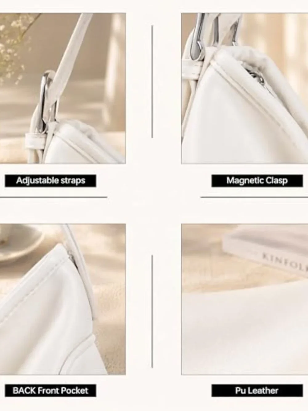 Minimalist Hobo Tote - Faux Leather Shoulder Bag for Work or Daily Use